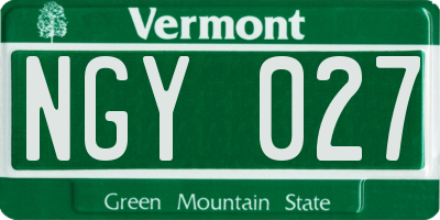 VT license plate NGY027