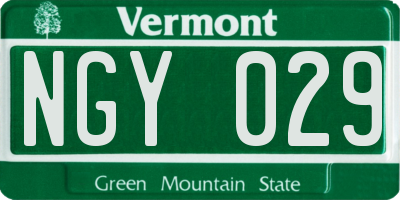 VT license plate NGY029