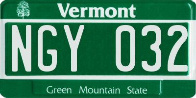 VT license plate NGY032