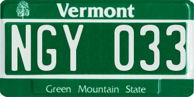 VT license plate NGY033