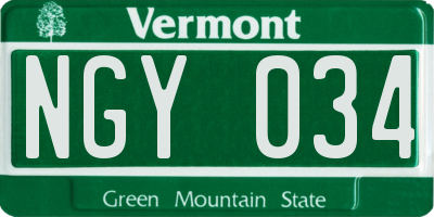 VT license plate NGY034