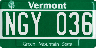 VT license plate NGY036