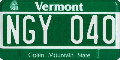 VT license plate NGY040