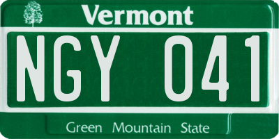 VT license plate NGY041