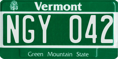 VT license plate NGY042