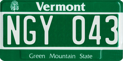 VT license plate NGY043