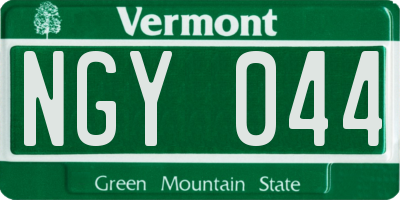 VT license plate NGY044