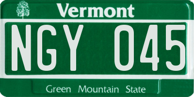 VT license plate NGY045