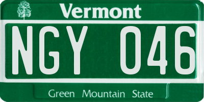 VT license plate NGY046