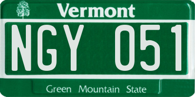 VT license plate NGY051