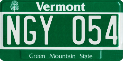 VT license plate NGY054