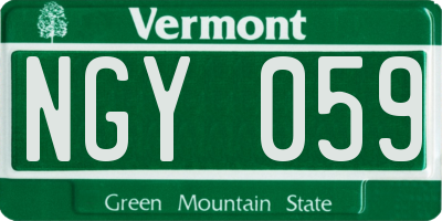 VT license plate NGY059