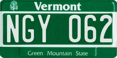 VT license plate NGY062