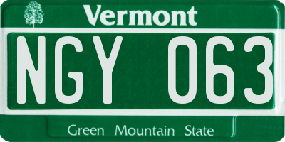 VT license plate NGY063