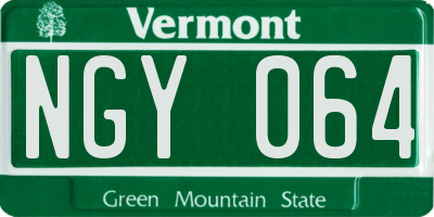 VT license plate NGY064
