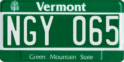VT license plate NGY065