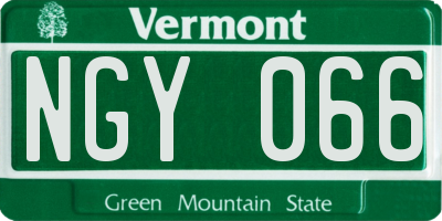 VT license plate NGY066