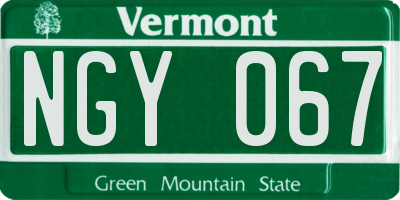 VT license plate NGY067