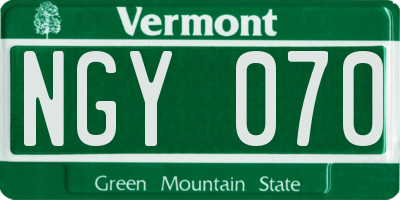 VT license plate NGY070