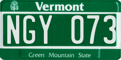 VT license plate NGY073