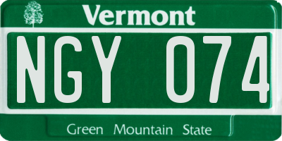 VT license plate NGY074