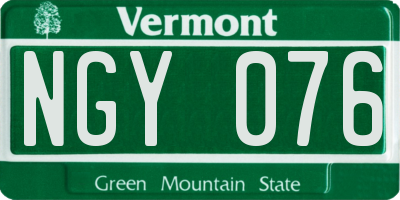 VT license plate NGY076