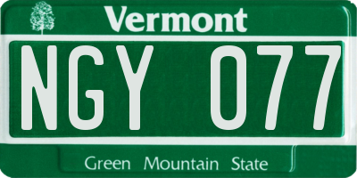 VT license plate NGY077