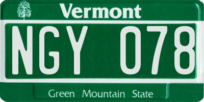 VT license plate NGY078
