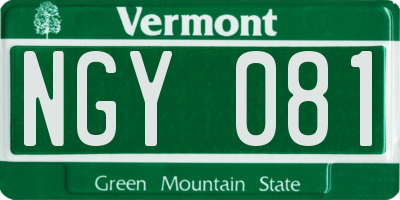 VT license plate NGY081