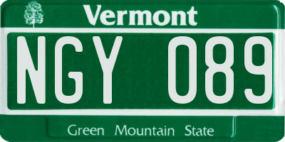 VT license plate NGY089