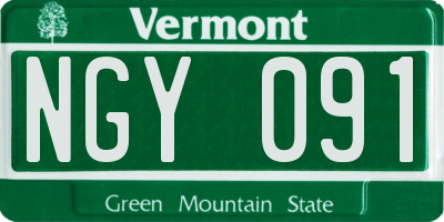 VT license plate NGY091