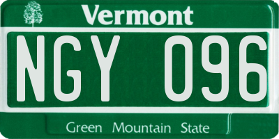 VT license plate NGY096