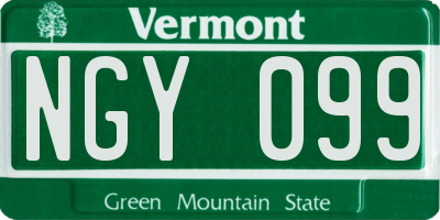 VT license plate NGY099