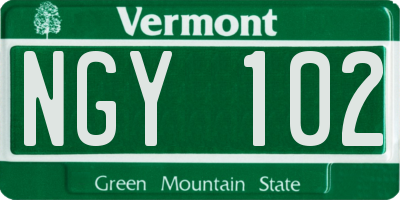 VT license plate NGY102