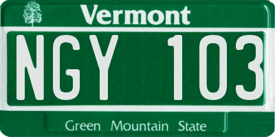 VT license plate NGY103