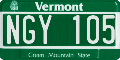 VT license plate NGY105