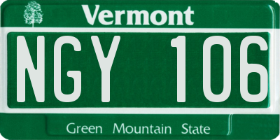 VT license plate NGY106