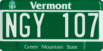 VT license plate NGY107