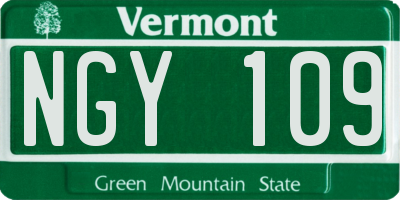 VT license plate NGY109