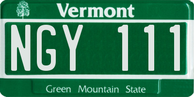 VT license plate NGY111