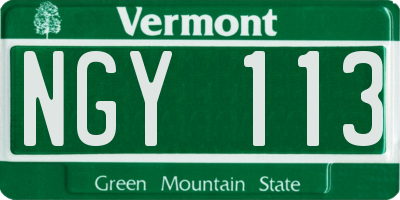 VT license plate NGY113