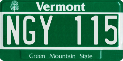 VT license plate NGY115