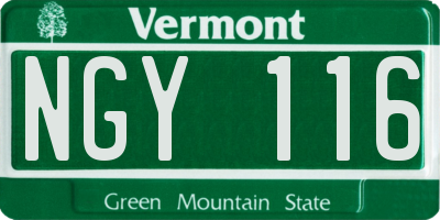 VT license plate NGY116