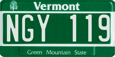 VT license plate NGY119