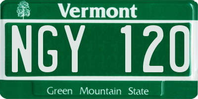 VT license plate NGY120