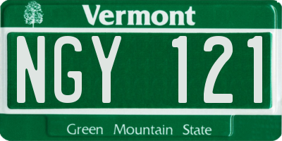 VT license plate NGY121