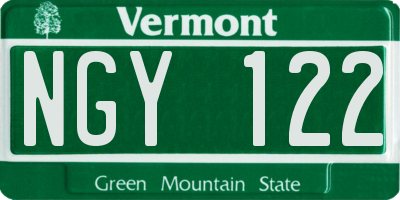 VT license plate NGY122