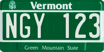 VT license plate NGY123
