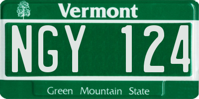 VT license plate NGY124