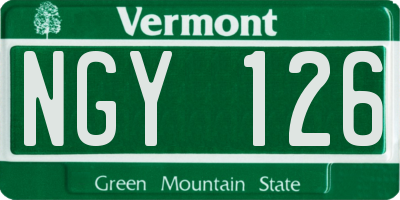 VT license plate NGY126